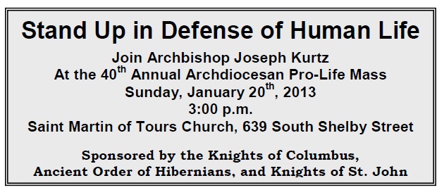 40th Annual Archdiocesan Pro-Life Mass